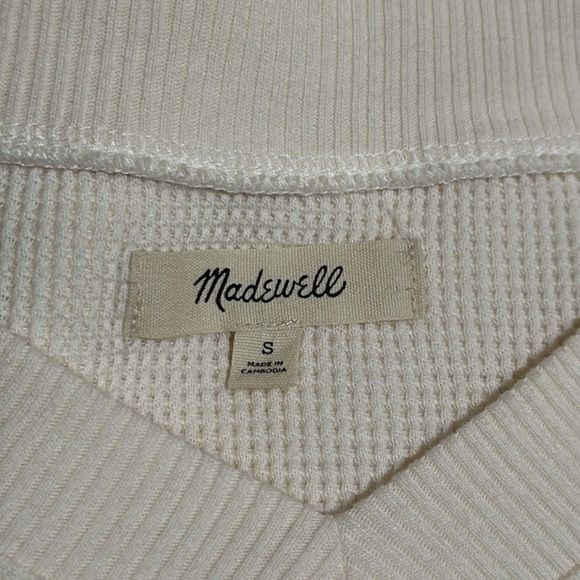 NWOT Madewell Waffle Knit Boxy Sweatshirt Tee in Antique Cream - Picture 6 of 7
